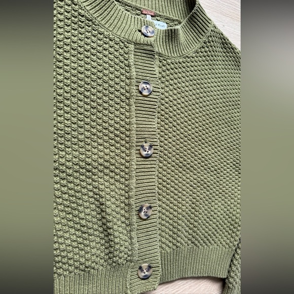Free People Lila Cardigan Green Textured Knit Button Front (L) - Picture 10 of 14